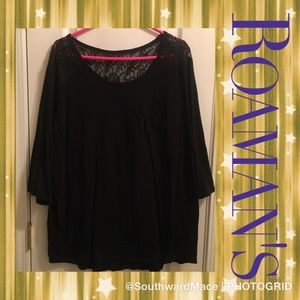 Roaman’s 3x (30-32) tee with lace detail 🖤😍